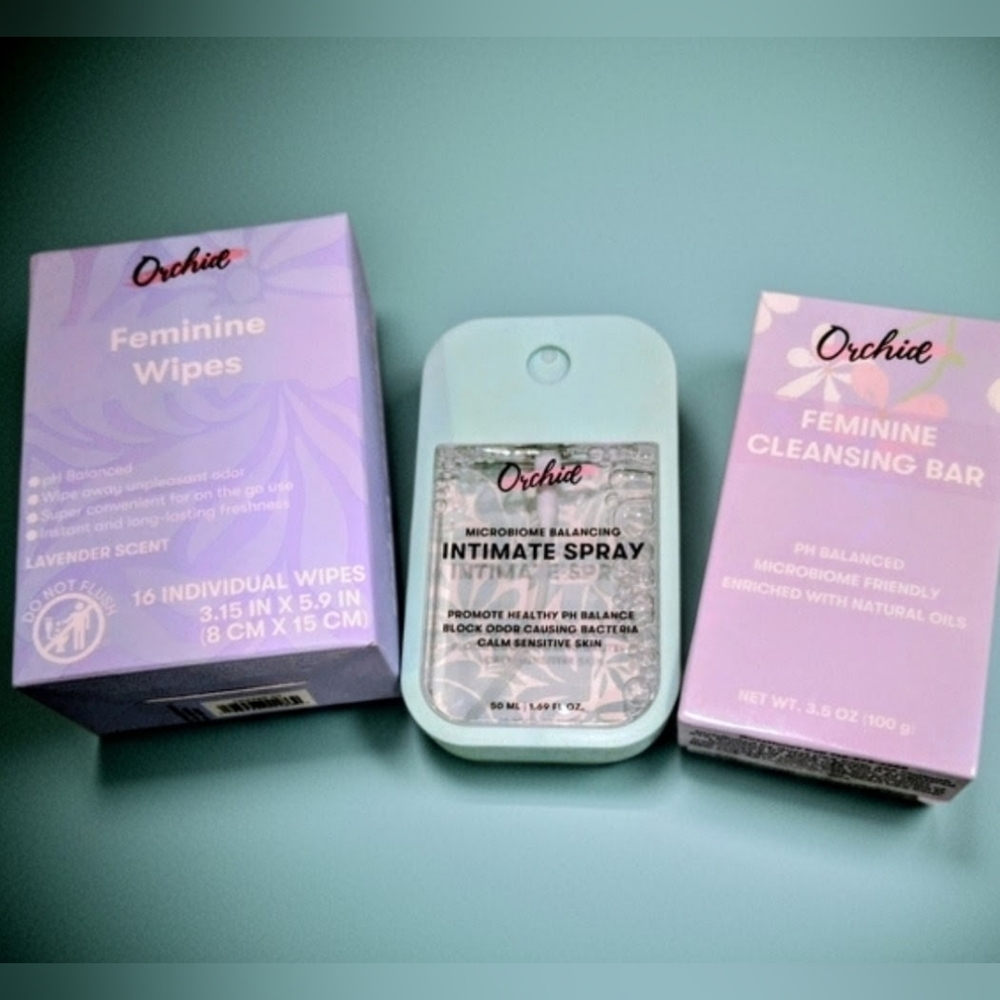 Orchid Feminine Cleansing Bar, Wipes & Spray Set